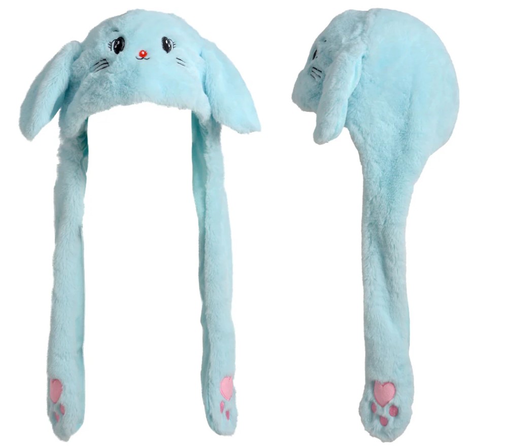 GORRO DE PELUCHE CELESTE SIN LUCES